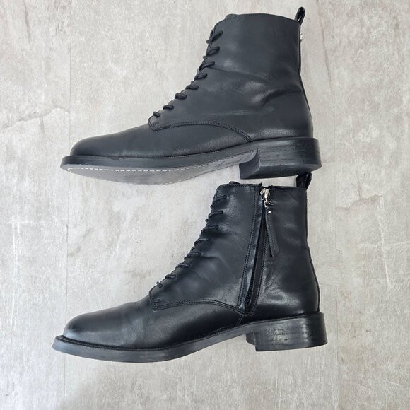 Sam Edelman Nina Combat Boots Sz 8.5 Black Leather Grunge Lace Up Hiker Booties - Picture 6 of 12